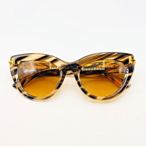 Tom Ford Sunglasses Icon Cat Eye TF1252 55F Brown Gray Frame Brown Lens 52mm